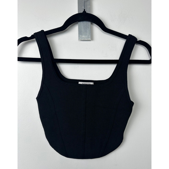 Babaton Aritzia Bustier Corset Top Sculpt Knit Womens Size S Black Crop A36 - Picture 2 of 7